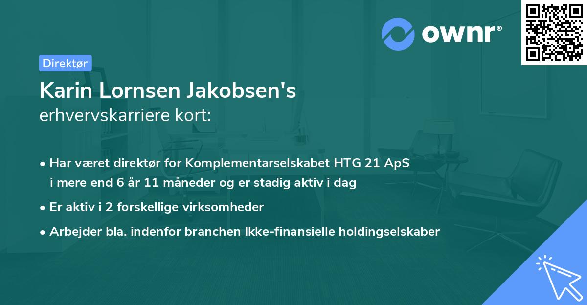 Karin Lornsen Jakobsen's erhvervskarriere kort