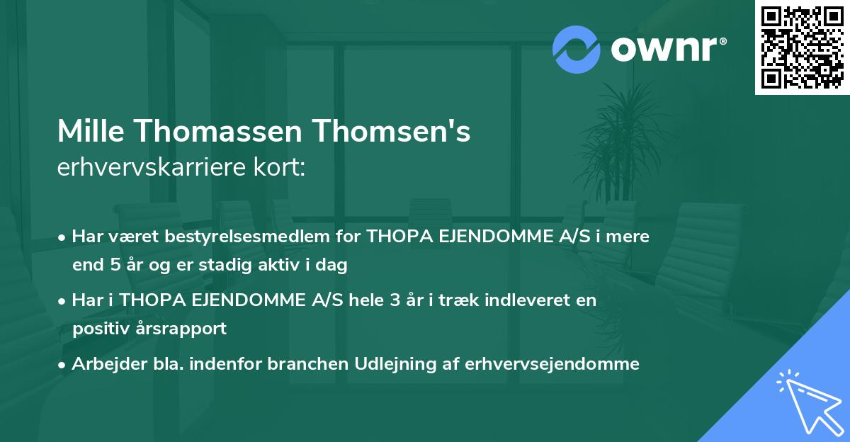 Mille Thomassen Thomsen's erhvervskarriere kort