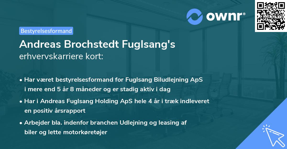 Andreas Brochstedt Fuglsang's erhvervskarriere kort