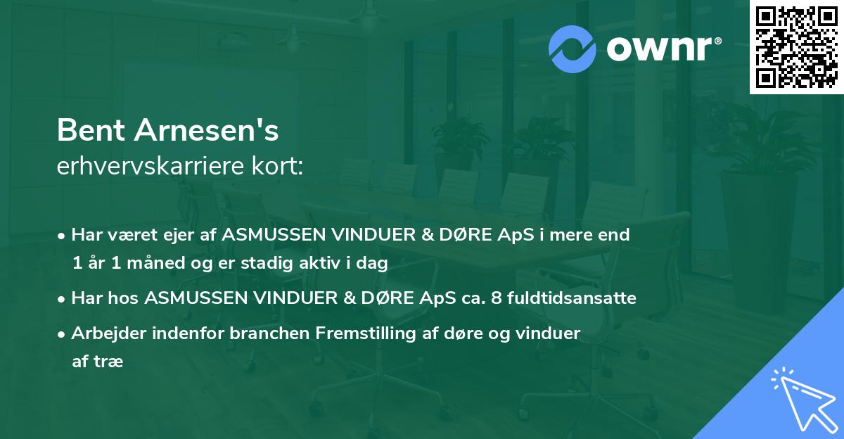 Bent Arnesen's erhvervskarriere kort