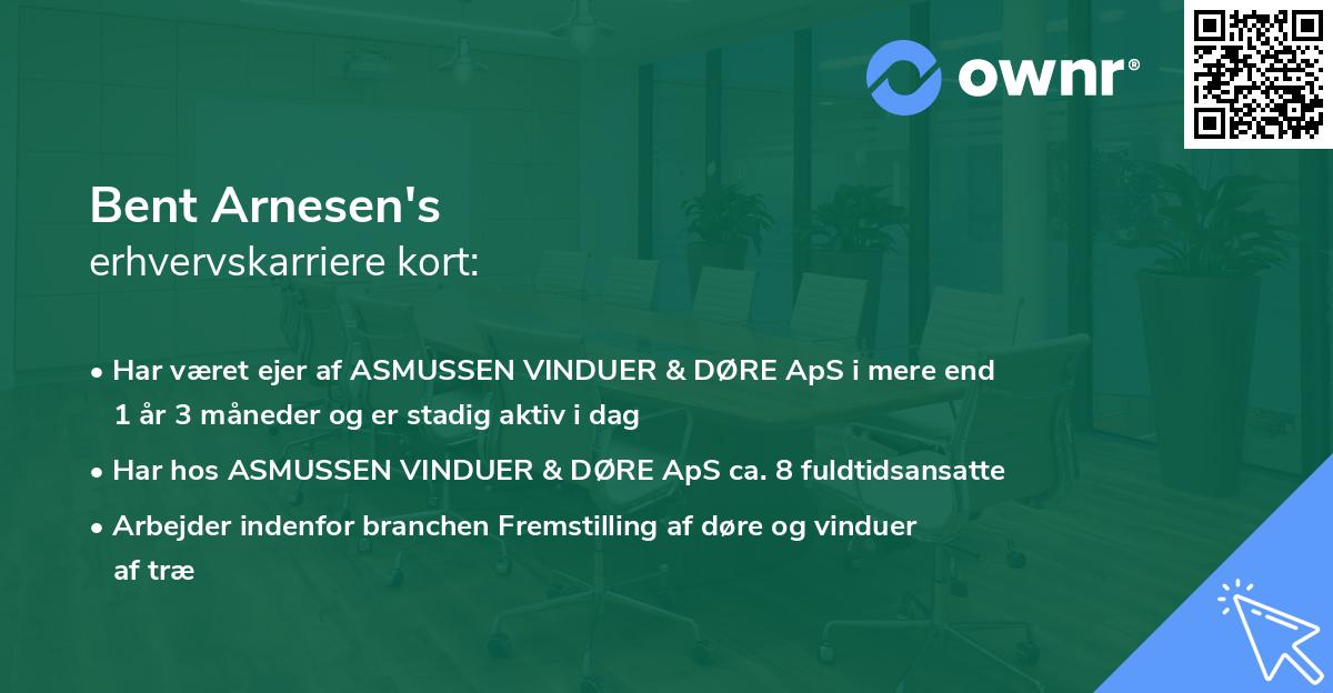 Bent Arnesen's erhvervskarriere kort