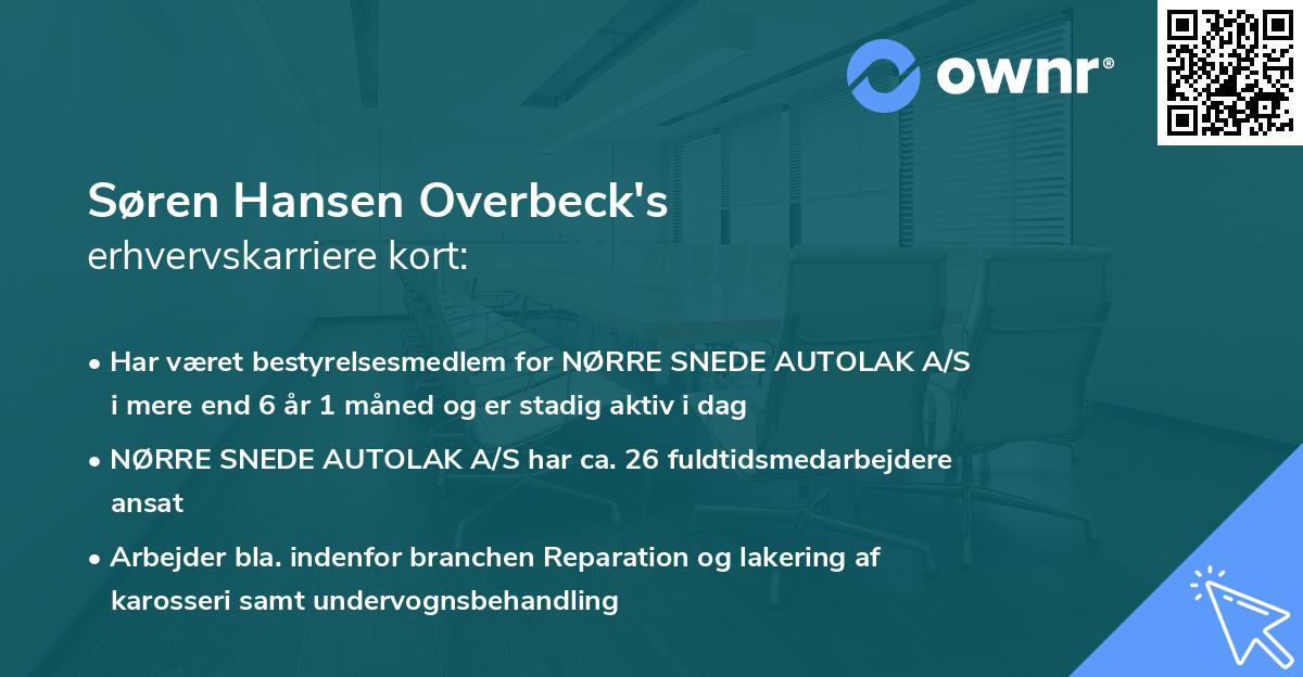 Søren Hansen Overbeck's erhvervskarriere kort