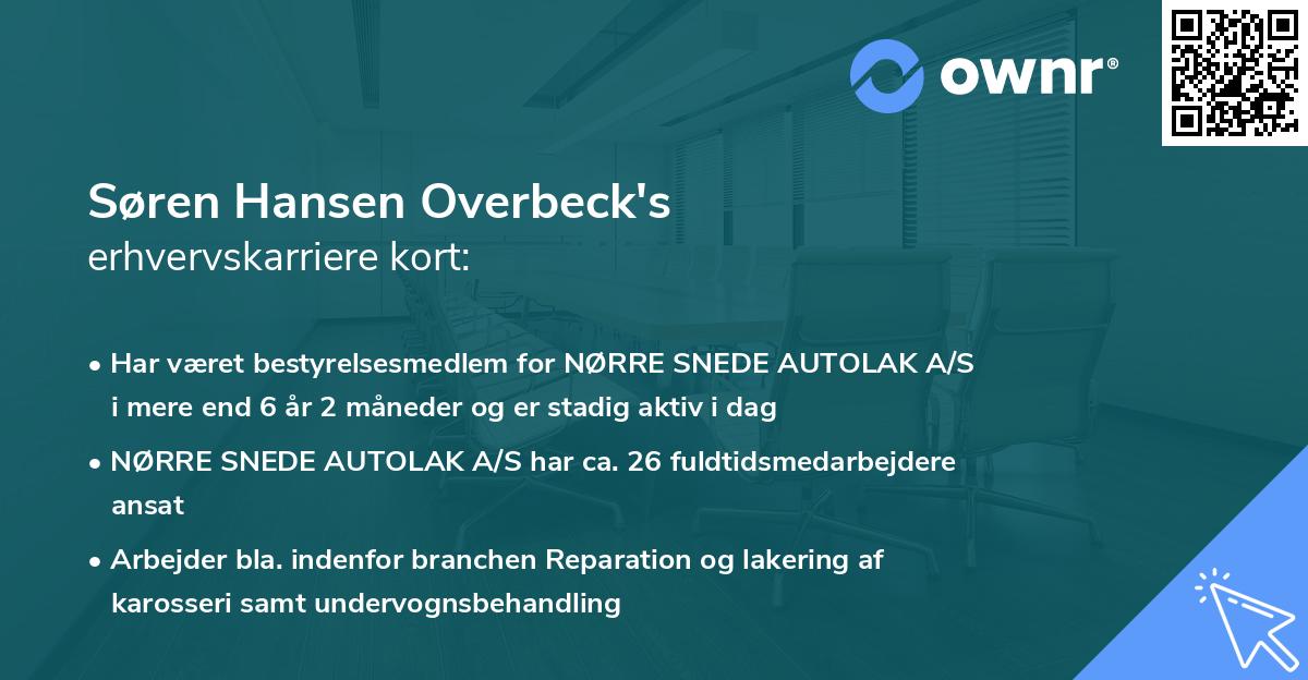 Søren Hansen Overbeck's erhvervskarriere kort