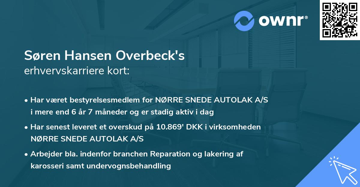 Søren Hansen Overbeck's erhvervskarriere kort