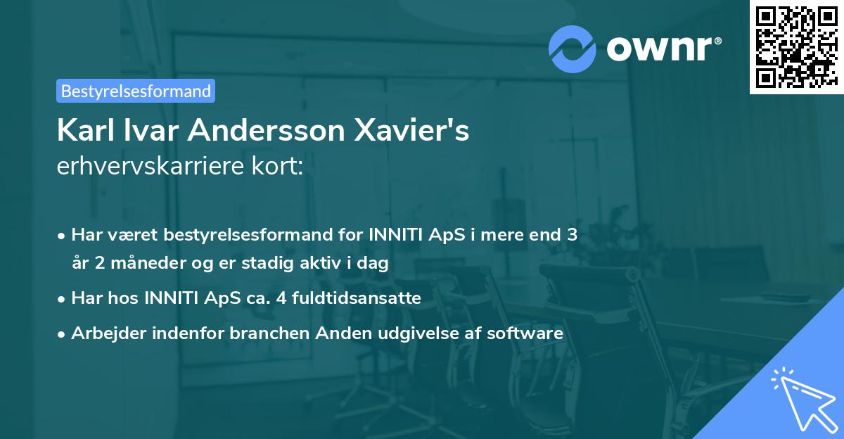 Karl Ivar Andersson Xavier's erhvervskarriere kort