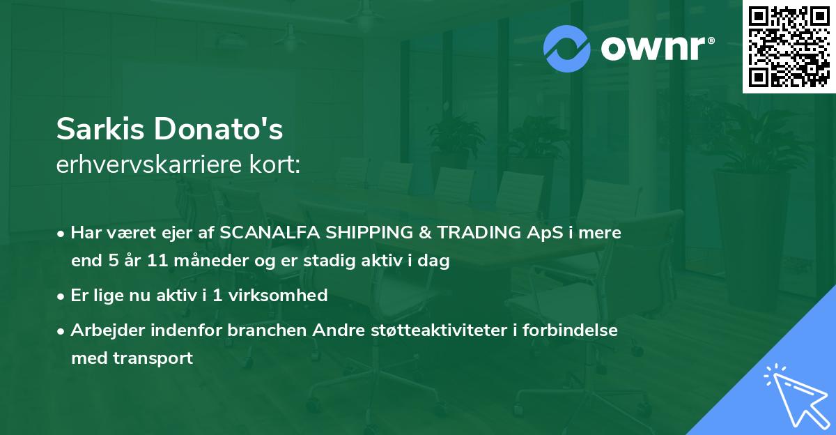 Sarkis Donato's erhvervskarriere kort