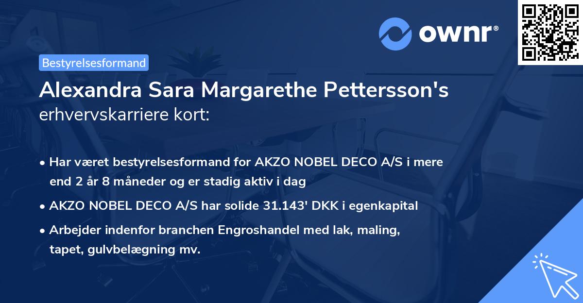 Alexandra Sara Margarethe Pettersson's erhvervskarriere kort