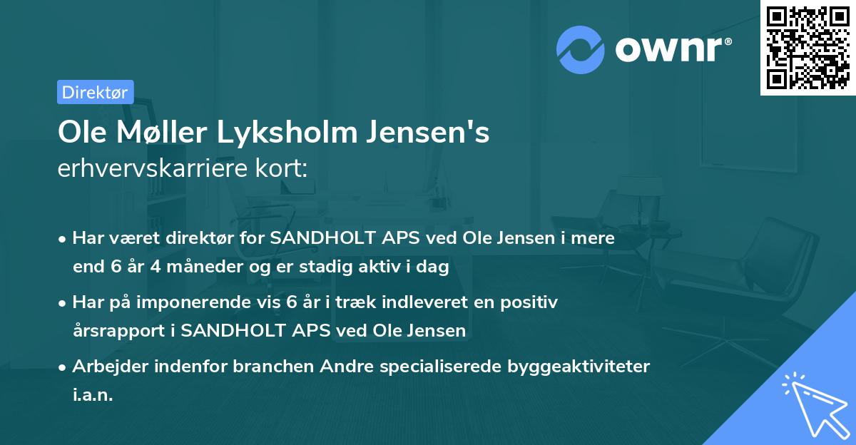 Ole Møller Lyksholm Jensen's erhvervskarriere kort