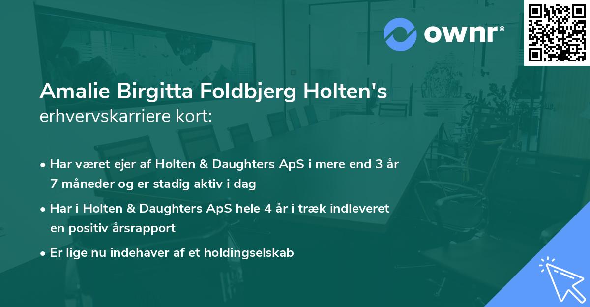 Amalie Birgitta Foldbjerg Holten's erhvervskarriere kort