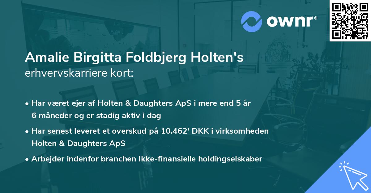 Amalie Birgitta Foldbjerg Holten's erhvervskarriere kort