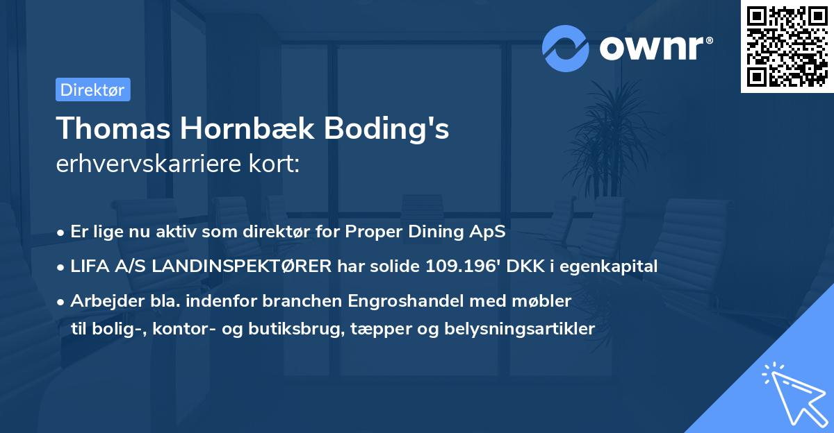 Thomas Hornbæk Boding's erhvervskarriere kort