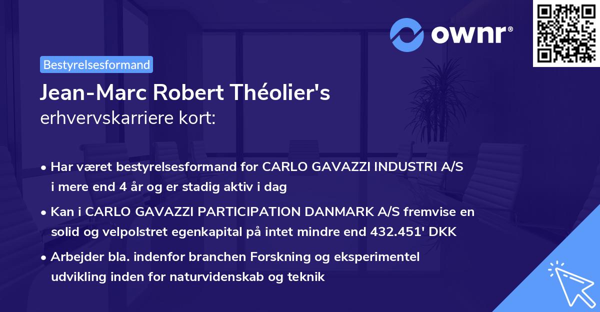Jean-Marc Robert Théolier's erhvervskarriere kort