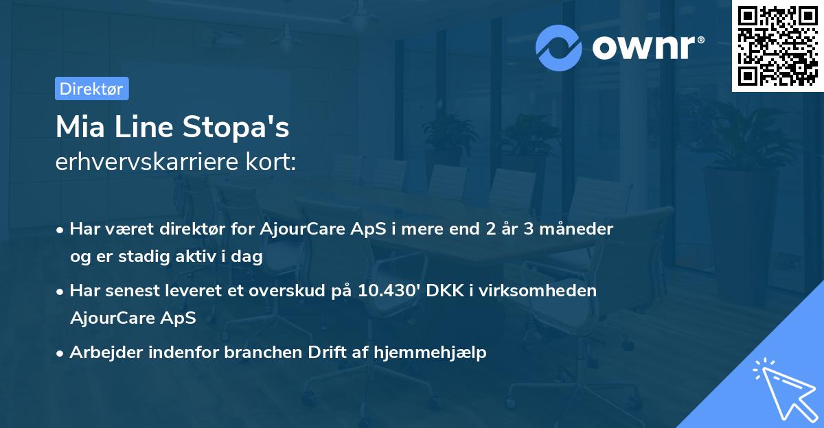 Mia Line Stopa's erhvervskarriere kort