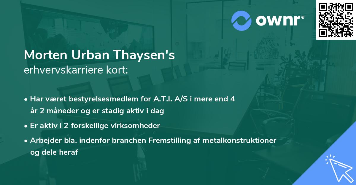 Morten Urban Thaysen's erhvervskarriere kort