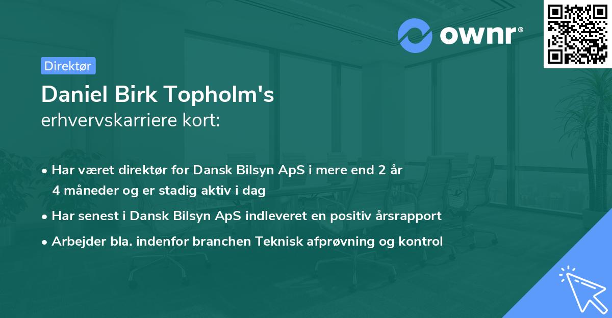 Daniel Birk Topholm's erhvervskarriere kort