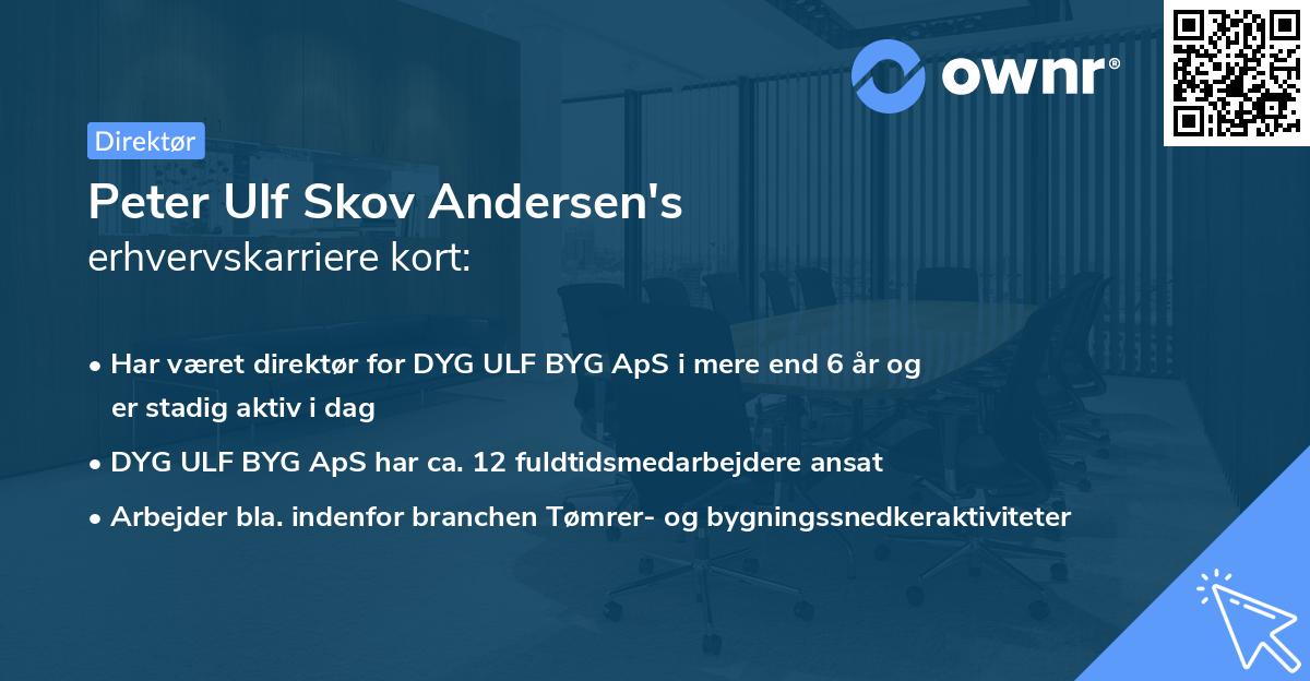 Peter Ulf Skov Andersen's erhvervskarriere kort