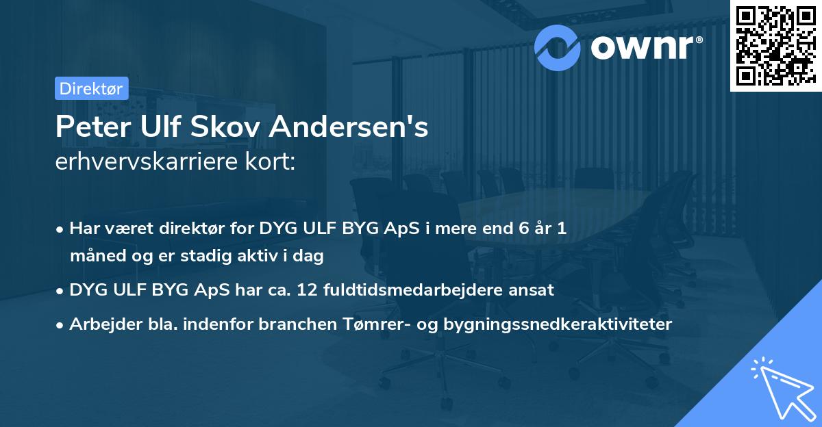 Peter Ulf Skov Andersen's erhvervskarriere kort