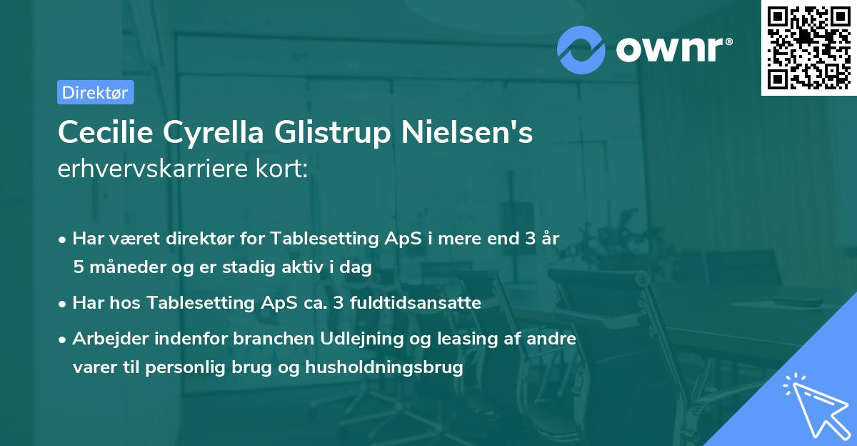 Cecilie Cyrella Glistrup Nielsen's erhvervskarriere kort