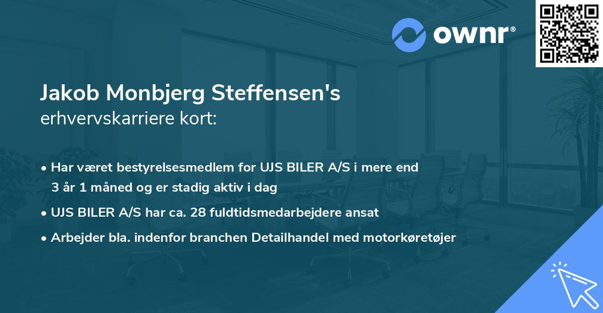 Jakob Monbjerg Steffensen's erhvervskarriere kort