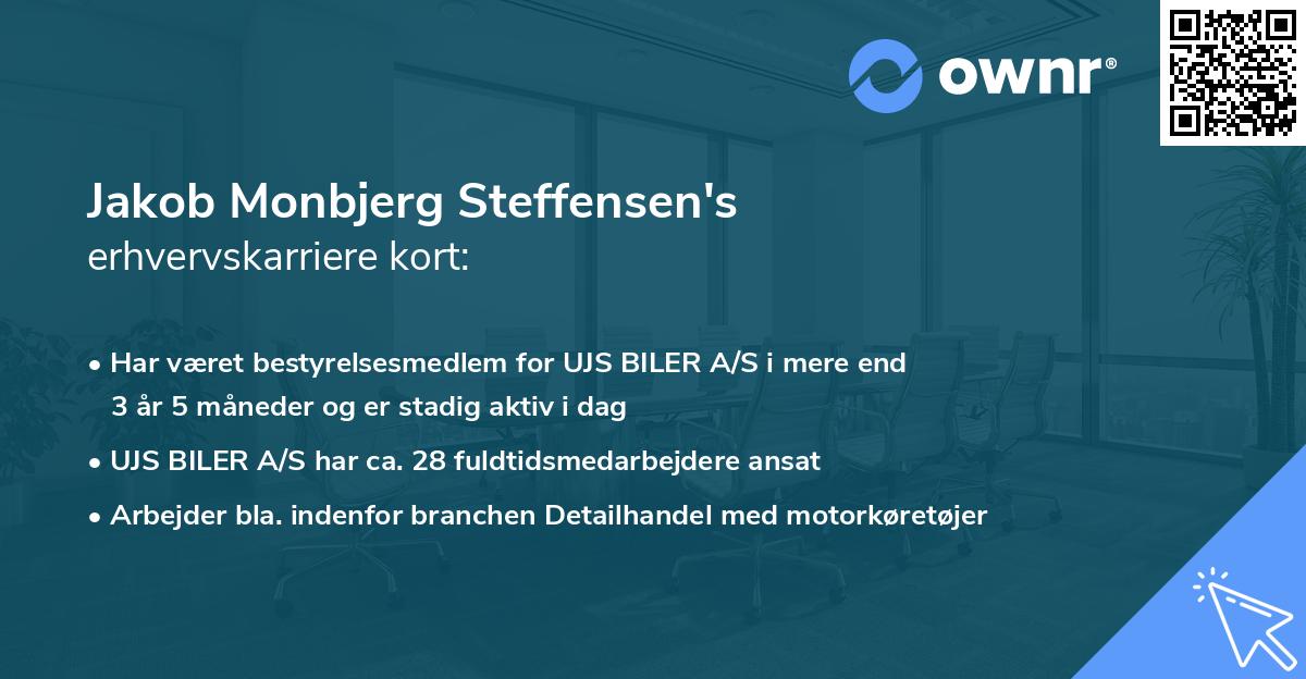 Jakob Monbjerg Steffensen's erhvervskarriere kort