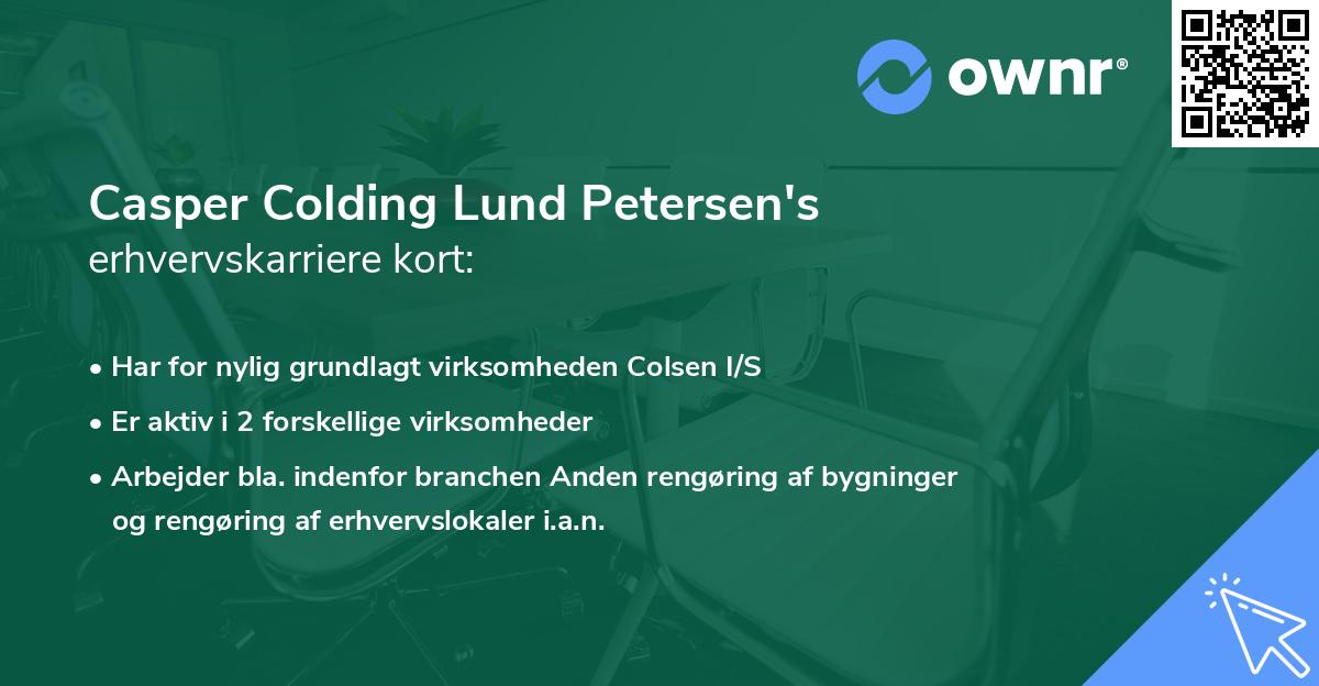 Casper Colding Lund Petersen's erhvervskarriere kort