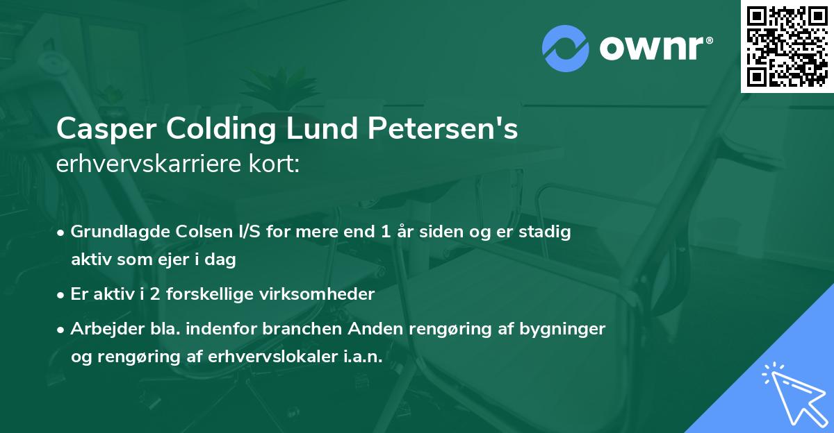 Casper Colding Lund Petersen's erhvervskarriere kort