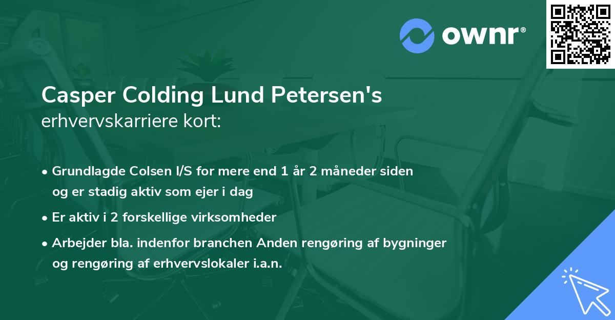 Casper Colding Lund Petersen's erhvervskarriere kort