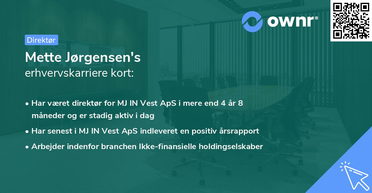 Mette Jørgensen's erhvervskarriere kort