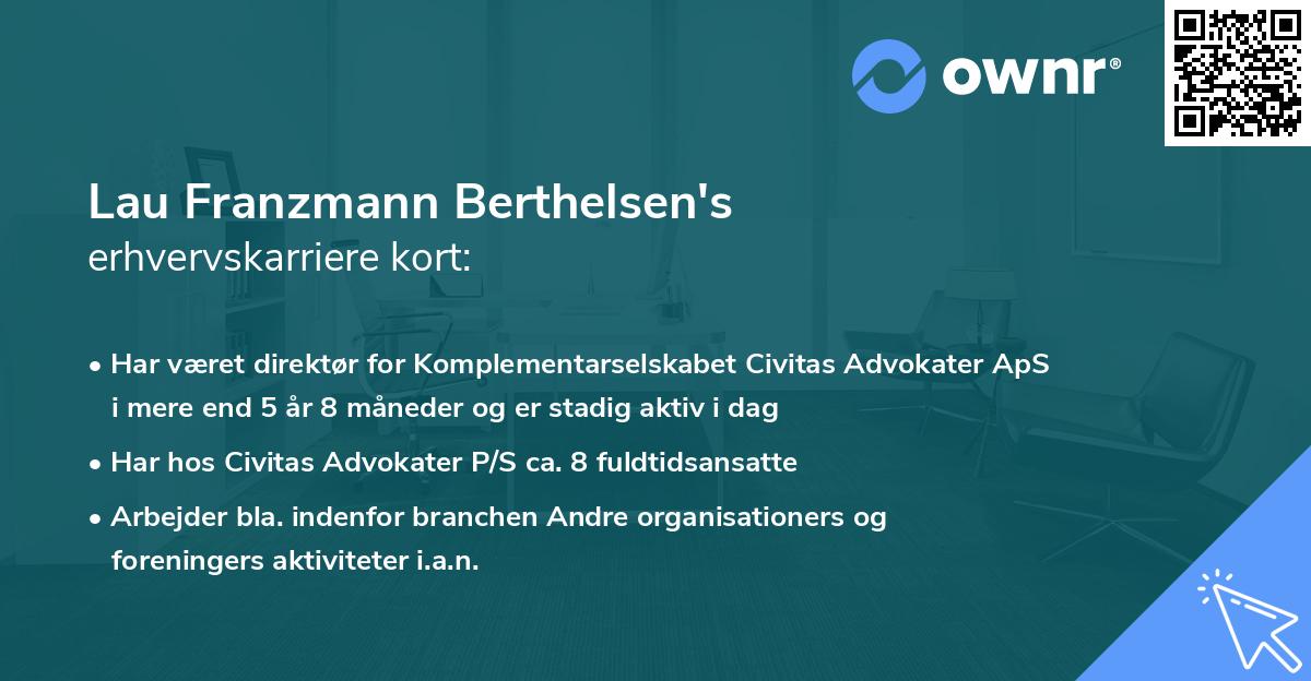 Lau Franzmann Berthelsen's erhvervskarriere kort