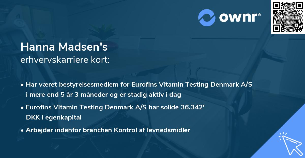 Hanna Madsen's erhvervskarriere kort