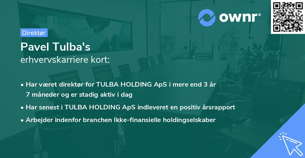 Pavel Tulba's erhvervskarriere kort