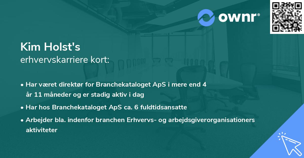 Kim Holst's erhvervskarriere kort