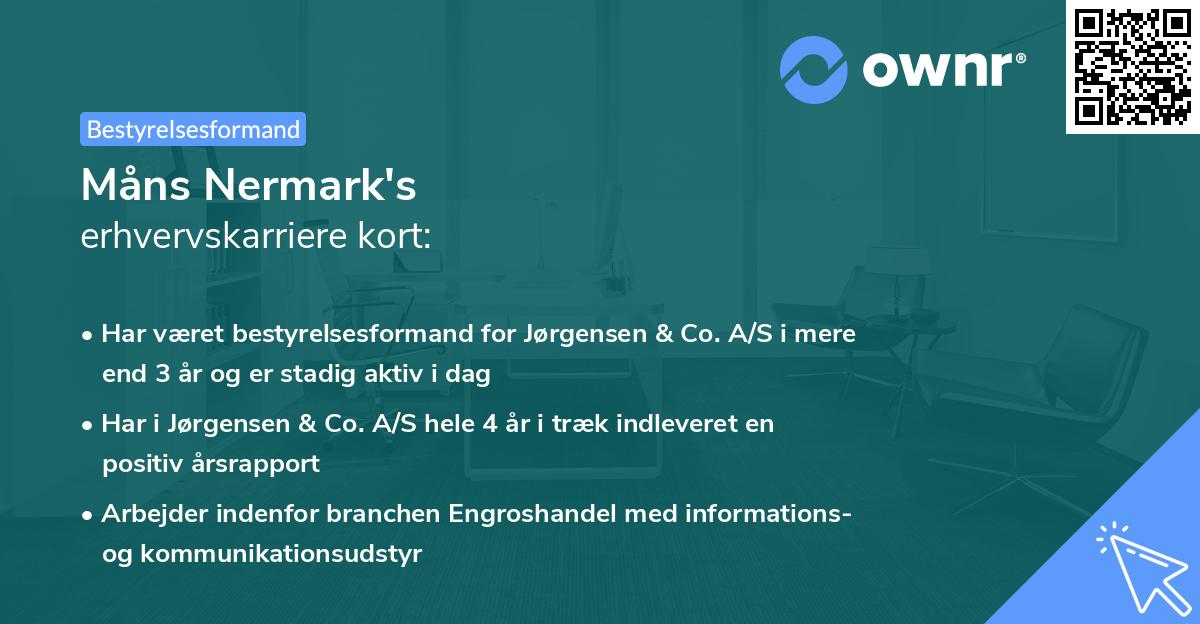 Måns Nermark's erhvervskarriere kort