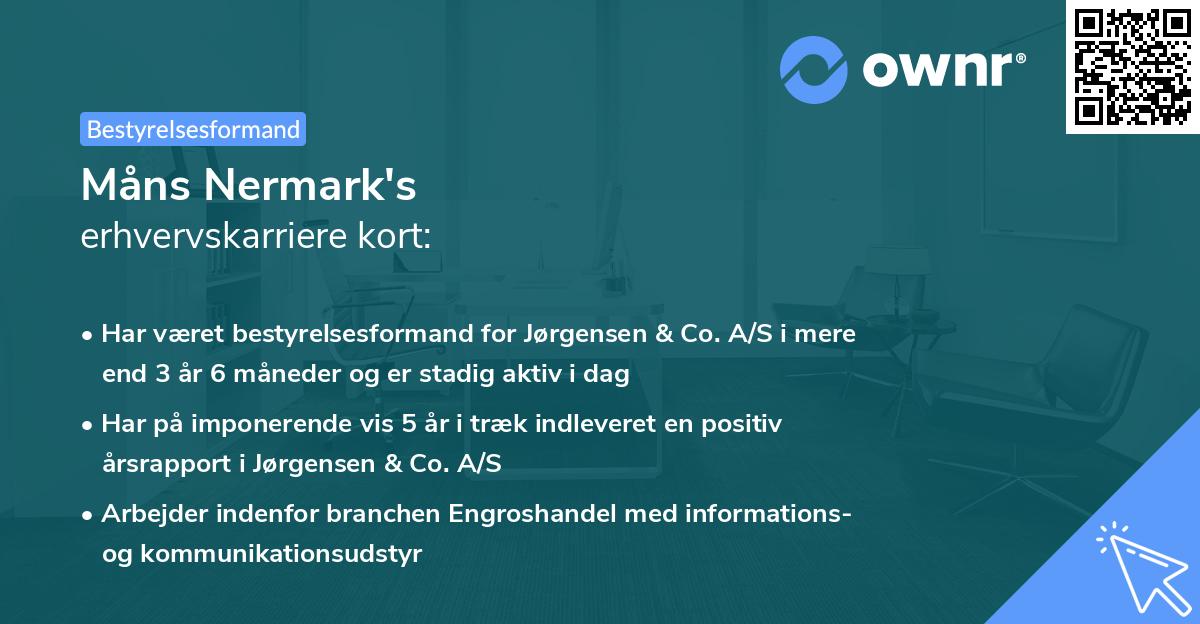 Måns Nermark's erhvervskarriere kort