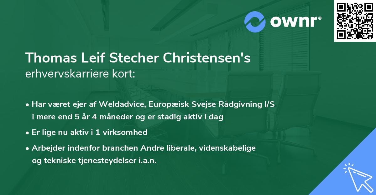 Thomas Leif Stecher Christensen's erhvervskarriere kort
