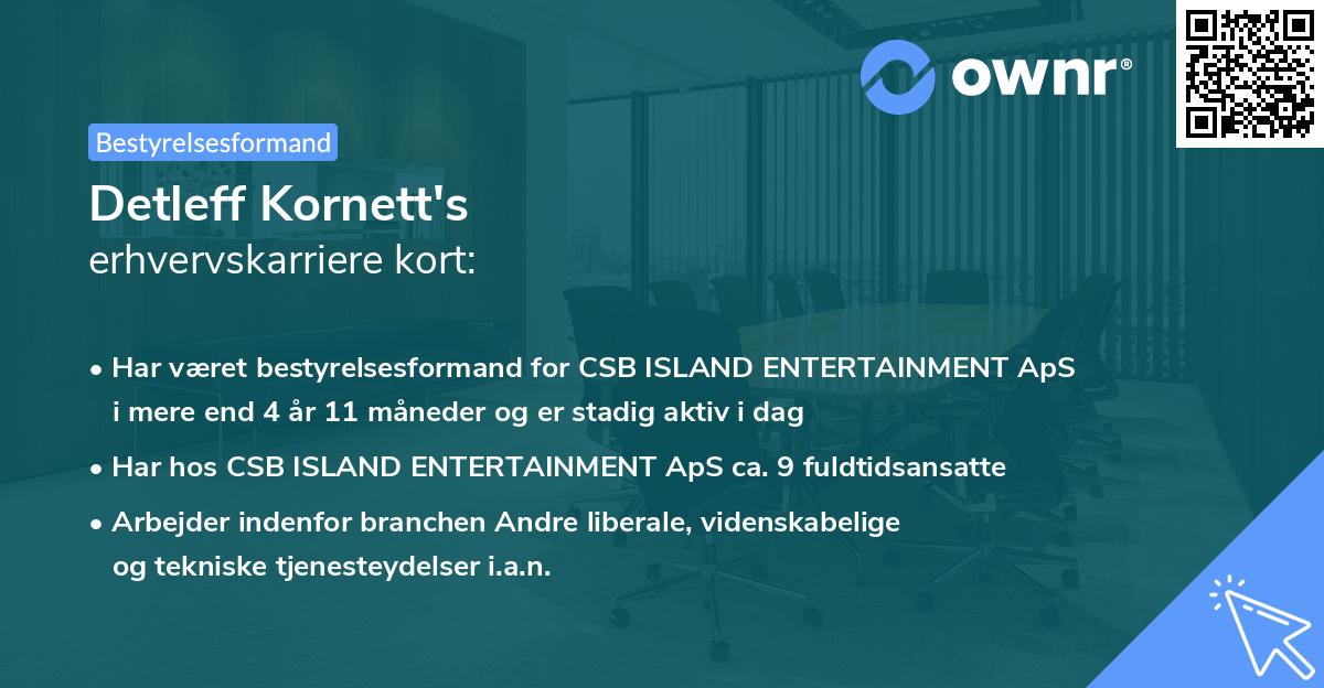 Detleff Kornett's erhvervskarriere kort