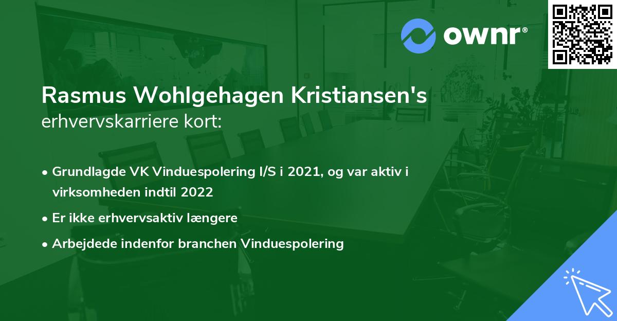 Rasmus Wohlgehagen Kristiansen's erhvervskarriere kort