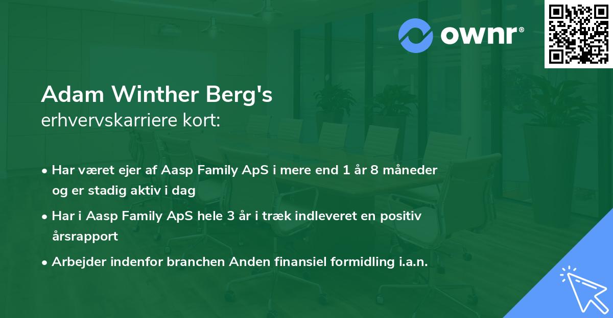 Adam Winther Berg's erhvervskarriere kort
