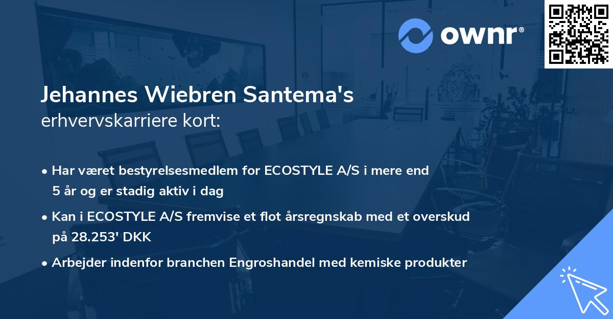 Jehannes Wiebren Santema's erhvervskarriere kort