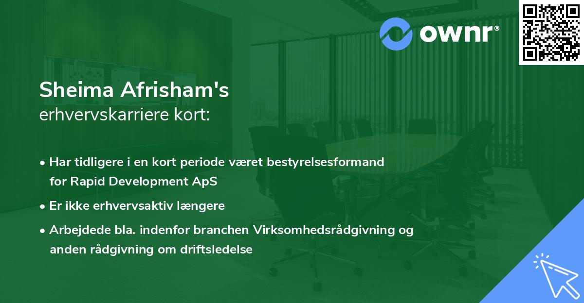 Sheima Afrisham's erhvervskarriere kort
