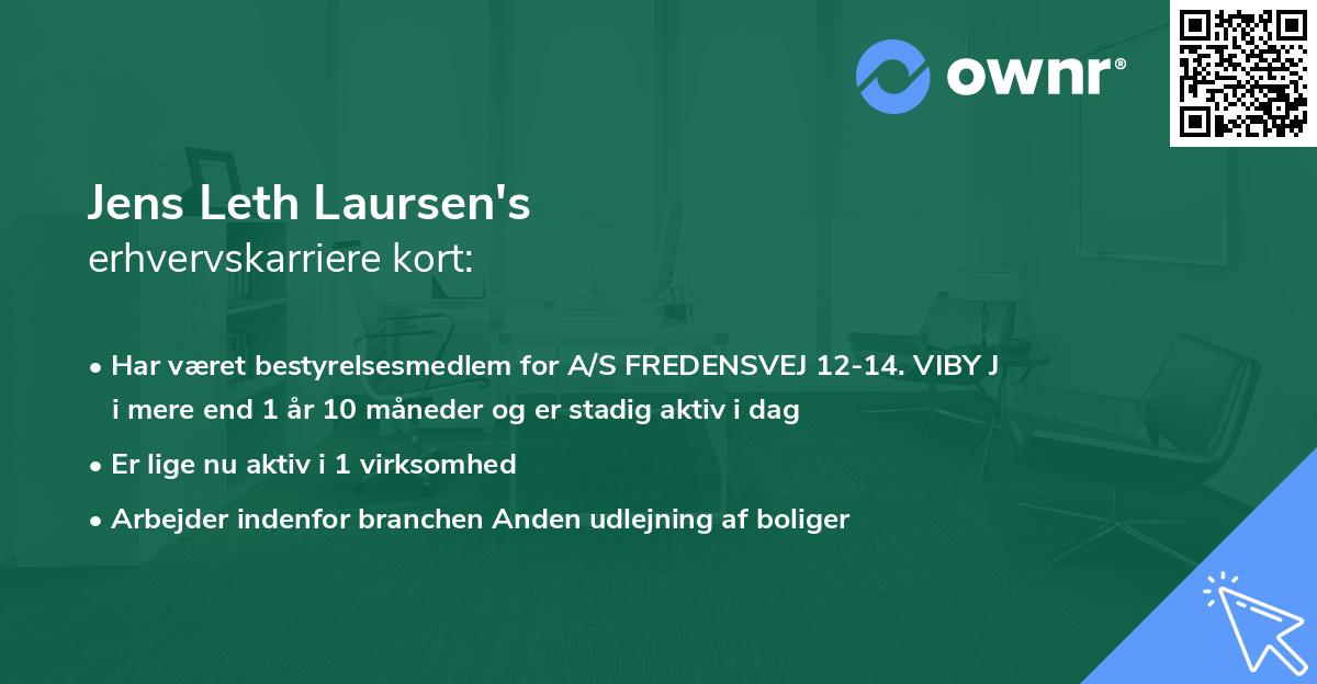 Jens Leth Laursen's erhvervskarriere kort