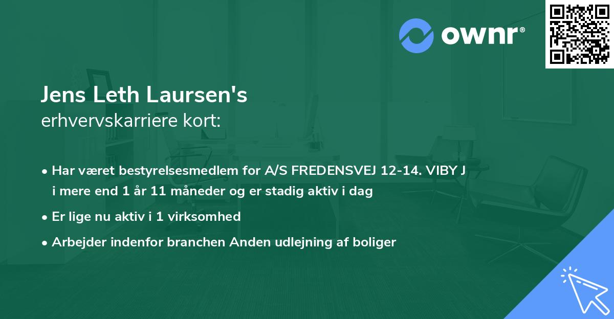 Jens Leth Laursen's erhvervskarriere kort