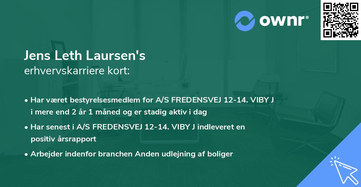 Jens Leth Laursen's erhvervskarriere kort
