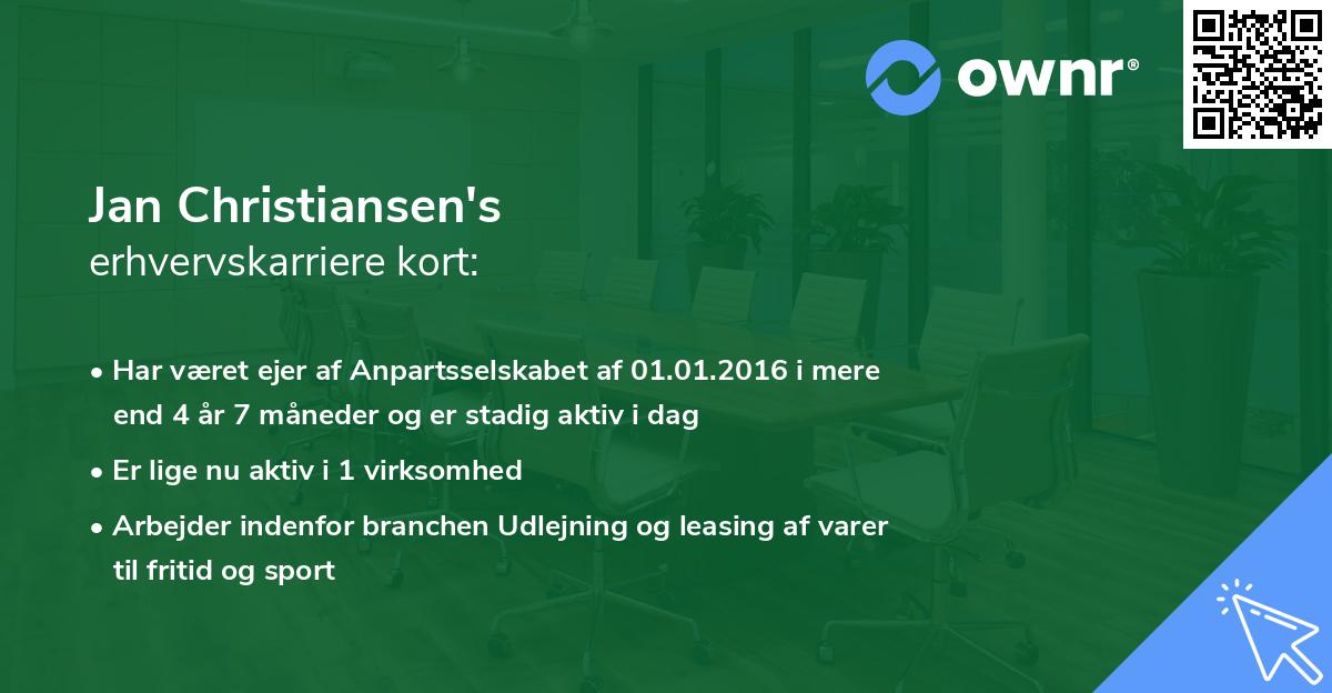 Jan Christiansen's erhvervskarriere kort