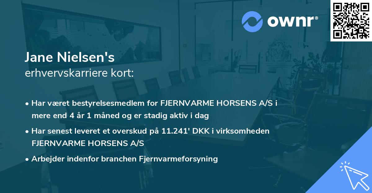Jane Nielsen's erhvervskarriere kort