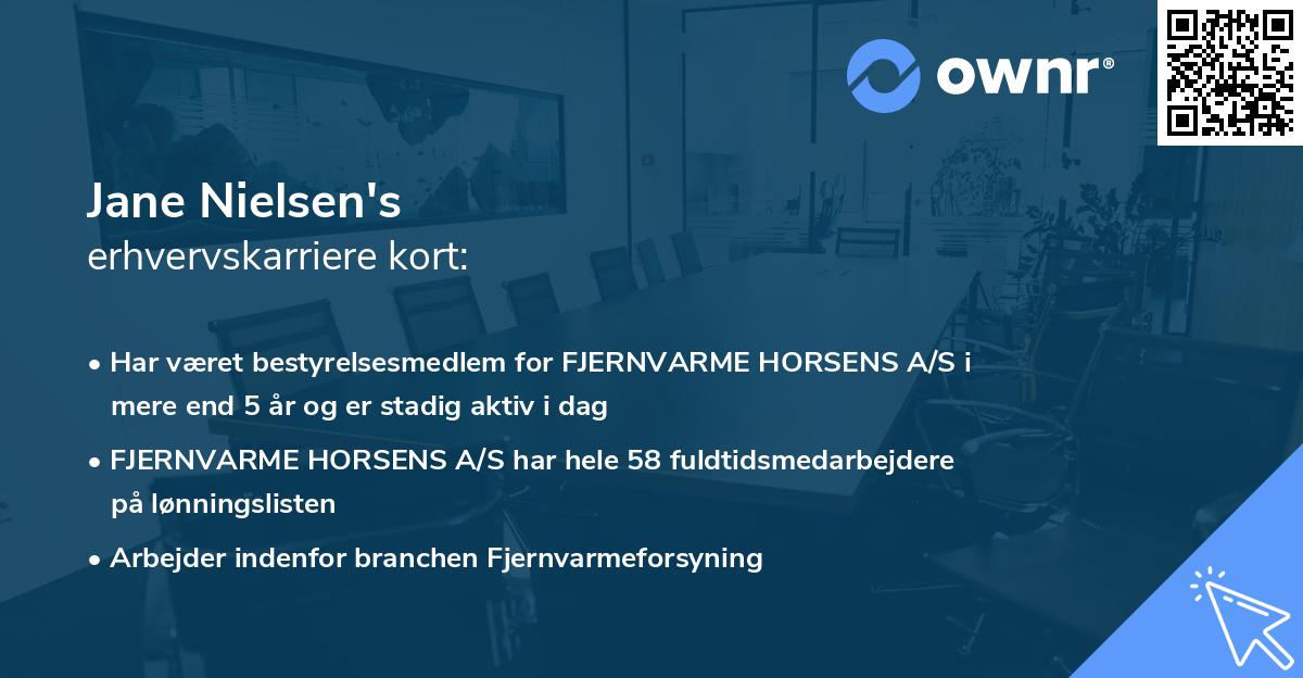 Jane Nielsen's erhvervskarriere kort