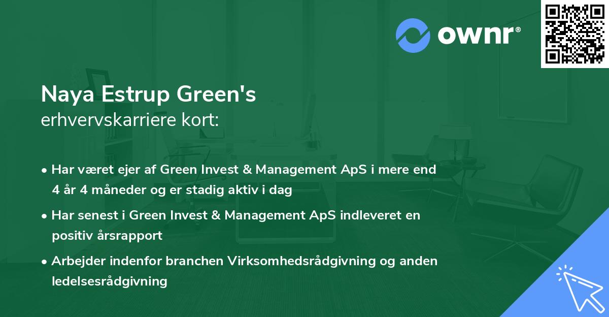 Naya Estrup Green's erhvervskarriere kort