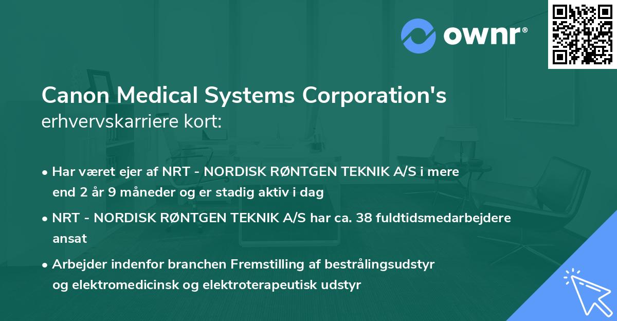 Canon Medical Systems Corporation's erhvervskarriere kort