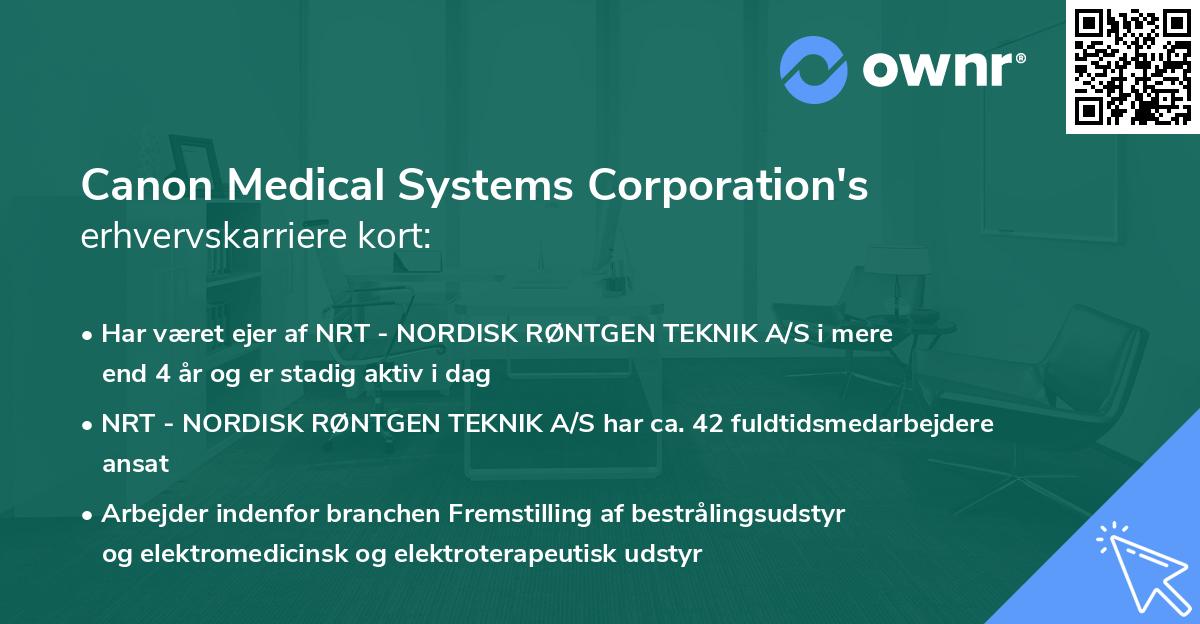 Canon Medical Systems Corporation's erhvervskarriere kort