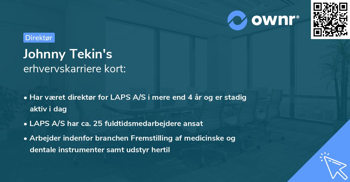 Johnny Tekin's erhvervskarriere kort